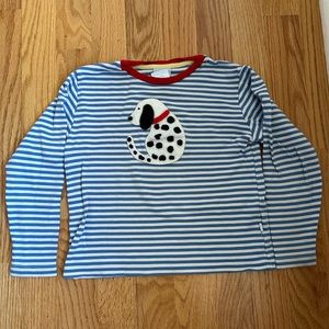 Bella Bliss Striped Long Sleeve Appliqué Tee / Dog / Size 5